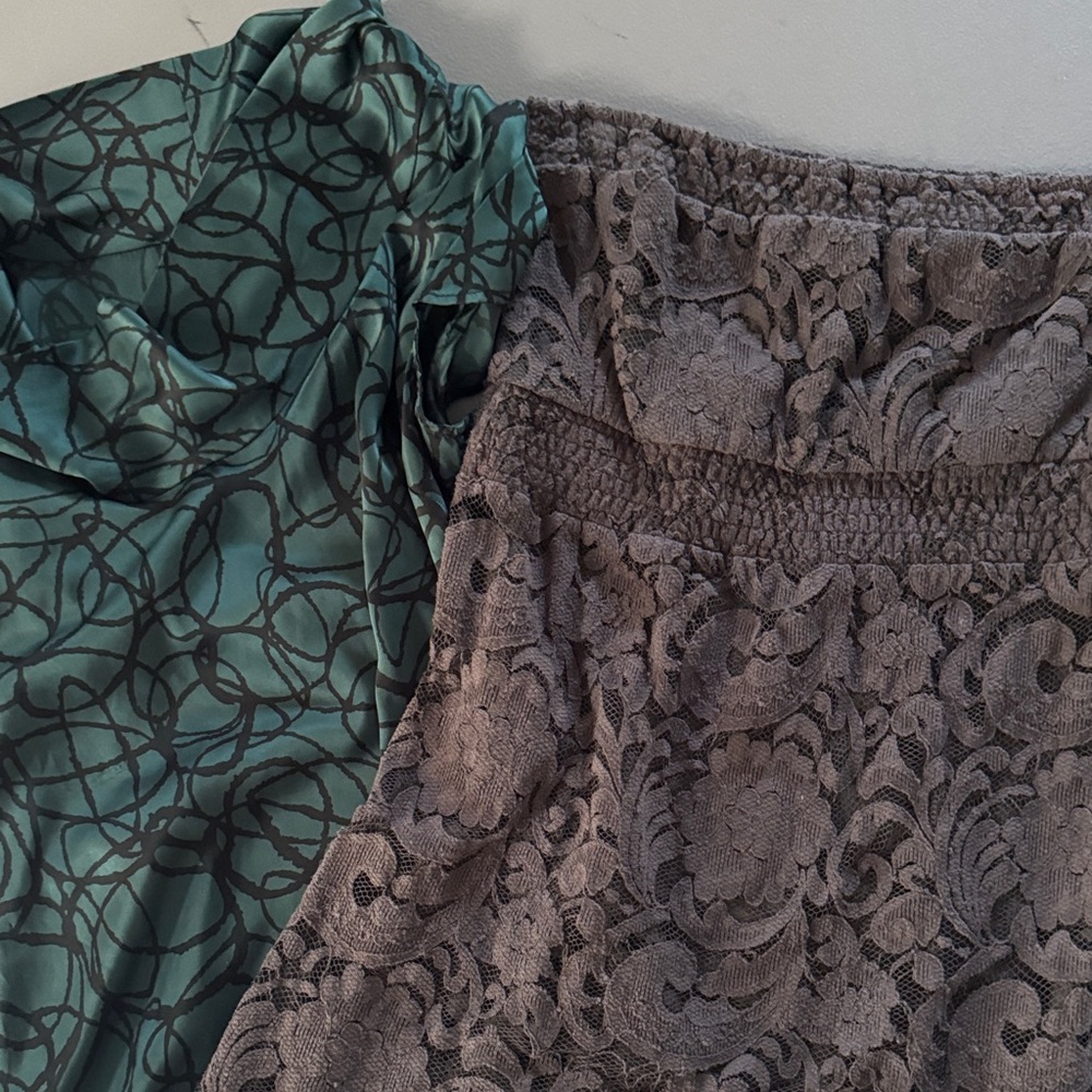 Banana‎ Republic Green blouse and eyeshadow strapless top